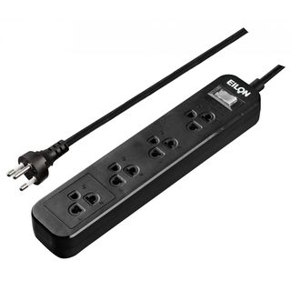 EILON รางปลั๊กไฟ รุ่น MSC45THNB-GHE 4 ช่อง 1 สวิตซ์ 10A 2200W 5เมตร สีดำ