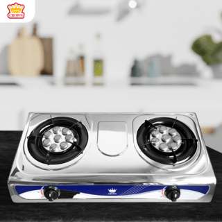 CROWN เตาแก๊สตั้งโต๊ะ หน้าสเตนเลส 2 หัวเตาอินฟาเรด VANDA-SS03 