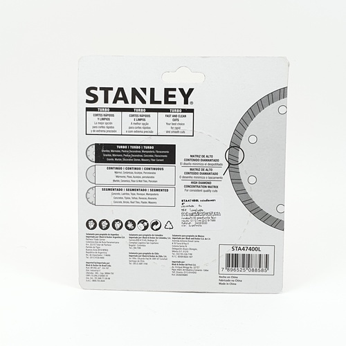 STANLEY ใบเพชร 4 นิ้ว TURBO ตัดคอนกรีต/แกรนิต รุ่น STA47400L