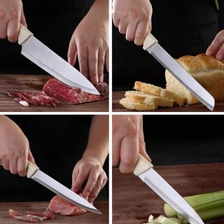 KOSCH ชุดมีดพร้อมที่เสียบ (7 ชิ้น/ชุด) LUMA สีครีม