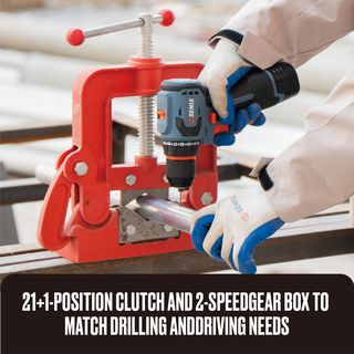 SENIX สว่านไร้สาย Brushless 10 มม. 16.8V(Max) (พร้อมแบตเตอรี่  2.0Ah 2 ก้อน) รุ่น PDDS4-M-EU สีน้ำเงิน - ดำ