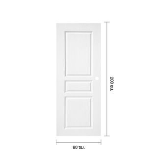 WELLINGTAN ประตูภายนอก UPVC ผิว Revo 3ลูกฟัก รุ่น WNR002 ขนาด 80x200 ซม. สีขาว (เจาะรูลูกบิด)