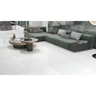 Marbella กระเบื้องพอร์ซเลนปูพื้น 60x60 ซม. รุ่น คาราร่า ไวท์ ตินี่ 21W ผิวเงา random  (4P) 