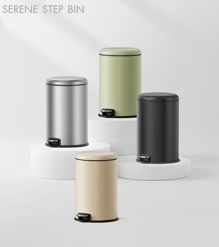EKO ถังขยะเหล็กเคลือบขาเหยียบทรงกลม 12 ลิตร รุ่น SERENE EK9118P-12MA ขนาด 25.80x31.10x39.50 ซม. สีเขียวอ่อน