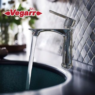 VEGARR ก๊อกอ่างยกตัวกลาง ทรงสูง งวงเหลี่ยม ชุบโครเมี่ยม V3202