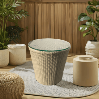 (1/2)SUMMER SETโต๊ะ outdoor อลูมิเนียม Kood ขนาด 45x45x45 ซม. สีเบจ