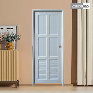 WELLINGTAN ประตูUPVC พร้อมวงกบบานพับ WK-UPL05 70x200ซม. สีขาว (เจาะลูกบิด)