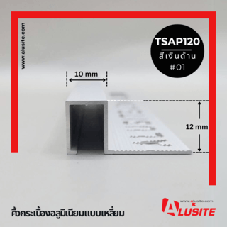 Alusite คิ้วอลูมิเนียมแบบเหลี่ยม 12 มม. ยาว 2 เมตร รุ่น TSAP120 สีีเงินด้าน