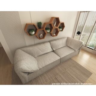 รังผึ้ง 6 ช่อง ทรงยาว แขวนผนังไม้สัก ขนาด 50x116 ซม. สีไม้สักเข้ม