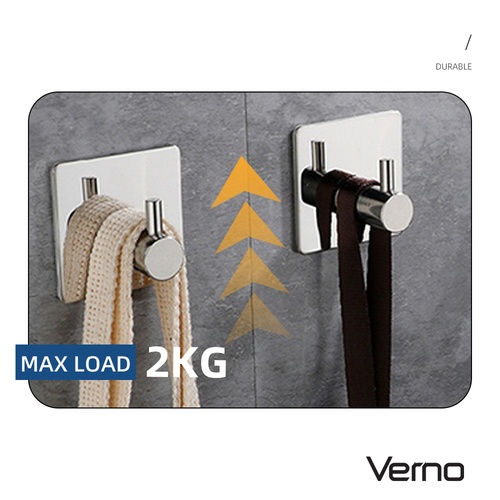 Verno ตะขอสแตนเลส 304  รุ่น DW229122-ARG ขนาด 4.5x4.5x2.8CM สีเงิน 2 ชิ้น/ชุด