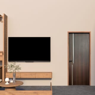 HOLZTUR ประตูปิดผิวเมลามีนเซาะร่องอลูมิเนียม CF2502-1 ขนาด80x200ซม. สี Dark Brown