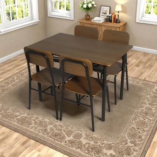 Delicato ชุดโต๊ะอาหาร 4 ที่นั่ง รุ่น Kaito โต๊ะ:110X70X76ซม. เก้าอี้:45x48.5x84.5ซม. สีน้ำตาลเข้ม