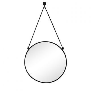Nice กระจกทรงกลมพร้อมสายแขวน รุ่น เบลว่า-แบล็ค ขนาด 40x40 ซม. สีดำ