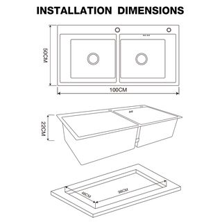 CLOSE อ่างล้างจาน 2 หลุมไม่มีที่พัก SS304 100x50x22 ซม. ATHENS-100