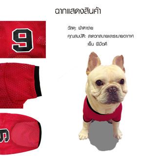 เสื้อยืดสัตว์เลี้ยง รุ่นCL001S ไซส์S ขนาด 10นิ้ว สีแดง DUDUPETS
