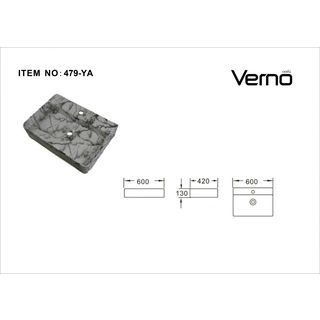 Verno อ่างล้างหน้าวางบนเคาน์เตอร์ก๊อกบนอ่าง **ไม่รวมก๊อก** ลายหินอ่อน รุ่น มาร์เบิ้ล VN-479YA ขนาด 60x42x13 ซม.