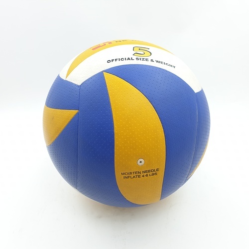 ลูกวอลเลย์บอลPU เบอร์5 รุ่น SG-5646 ขนาด  Φ21.5ซม. สีเหลือง-น้ำเงินแถมเข็มก๊าซ 4TEM