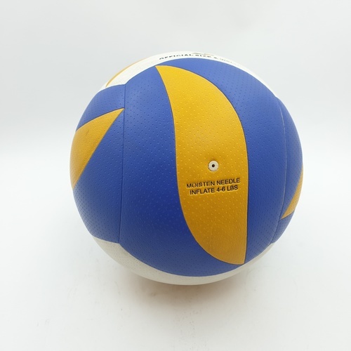 ลูกวอลเลย์บอลPU เบอร์5 รุ่น SG-5646 ขนาด  Φ21.5ซม. สีเหลือง-น้ำเงินแถมเข็มก๊าซ 4TEM