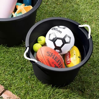 INABOX กะละมังกลมหูเชือก พลาสติก Forte N15743-38L ขนาด 48x35x49.8 cm. สีดำ