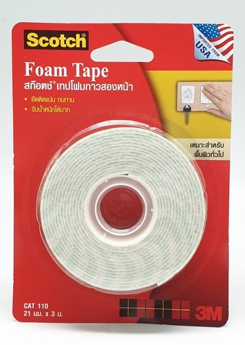 Scotch เทปโฟมกาวสองหน้า 21 มม.x3 ม. รุ่น CAT 110 สีขาว