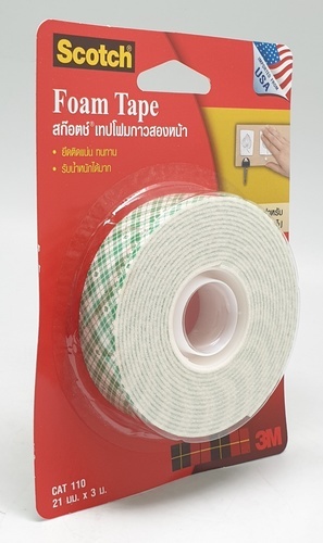Scotch เทปโฟมกาวสองหน้า 21 มม.x3 ม. รุ่น CAT 110 สีขาว