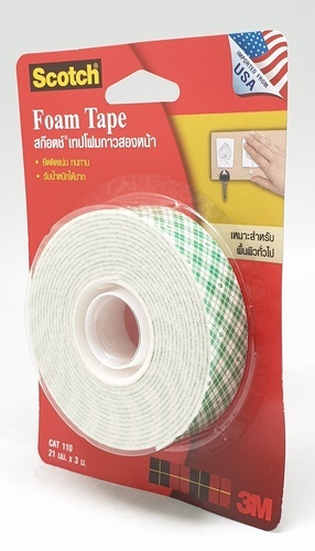 Scotch เทปโฟมกาวสองหน้า 21 มม.x3 ม. รุ่น CAT 110 สีขาว