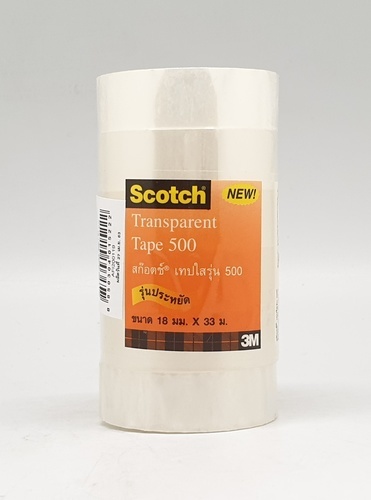 3M เทปใส แกน1#500 18mm.x33m. (6ม้วน/แพ็ค)