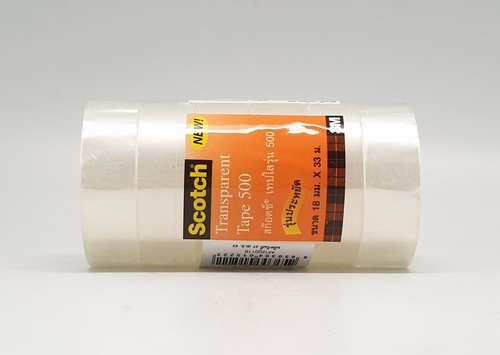 3M เทปใส แกน1#500 18mm.x33m. (6ม้วน/แพ็ค)