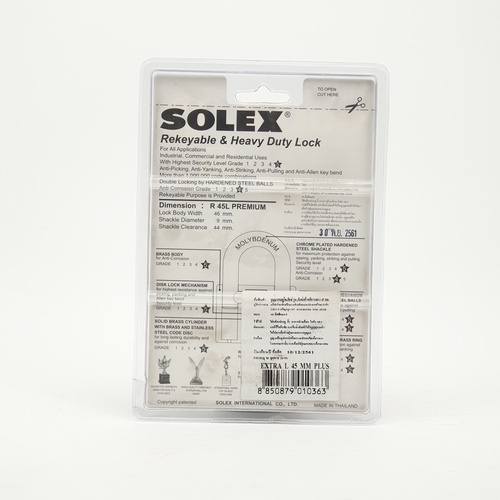SOLEX กุญแจคล้อง รุ่น EXTRA-L NEWPLUS ขนาด 45MM.