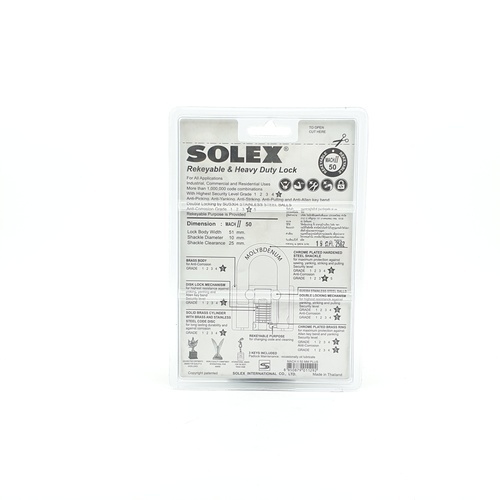 SOLEX กุญแจคล้อง  MACH II PLUS ขนาด 50มม.