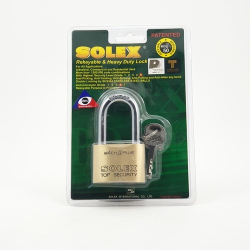SOLEX กุญแจคล้อง รุ่น  MACH II L PLUS ขนาด50มม.