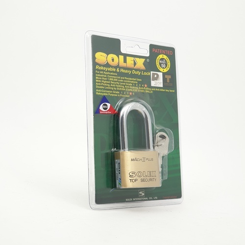 SOLEX กุญแจคล้อง รุ่น  MACH II L PLUS ขนาด50มม.