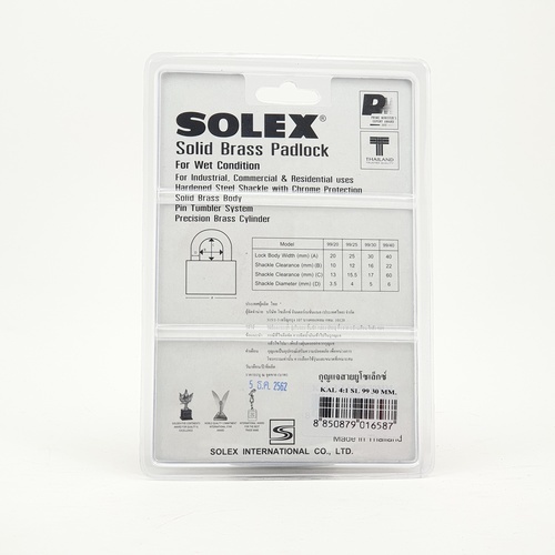 SOLEX กุญแจสายยู รุ่น KAL 4:1 SL 99 ขนาด 30 มม.