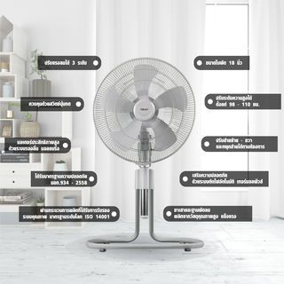 HATARI พัดลมอุตสาหกรรม 18  IS18M1 เทา