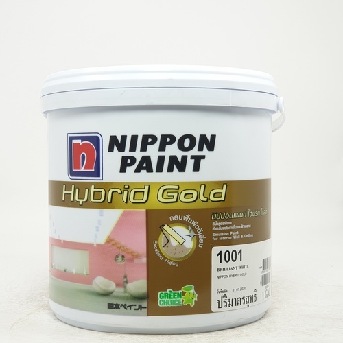 NIPPON สีน้ำอะคริลิกภายใน  ไฮบริด โกลด์ ฟิล์มด้าน Brilliant White  1 กล.
