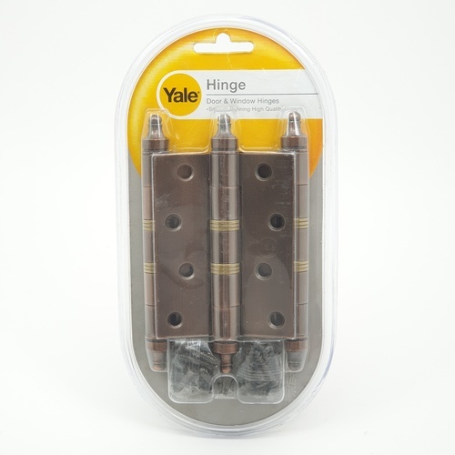 YALE บานพับเหล้ก แกนใหญ่หัวจุก AC-43XP3 (แพ็ค3) 4x3x2.3มม. สีทองแดงรมดำ