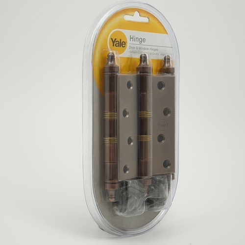 YALE บานพับเหล็ก แกนใหญ่ 4แหวนทองเหลือง 4