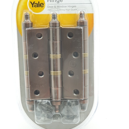 YALE บานพับเหล็ก แกนใหญ่ 4แหวนทองเหลือง 4