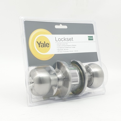 YALE ลูกบิดห้องน้ำ หัวลูกจันสเตนเลส 304 จานใหญ่ รุ่น KN-VCN5222US32D สีสเตนเลส