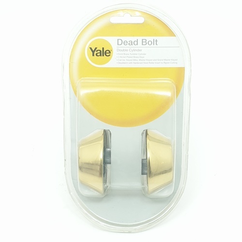 YALE กุญแจลิ้นตาย 2 ด้าน ทองเหลือง รุ่น DB-V8121US3 สีทองเหลืองเงา