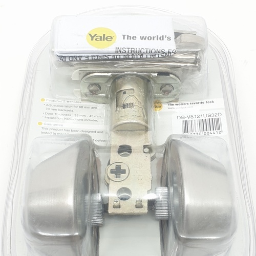 YALE กุญแจลิ้นตาย 2 ด้าน สเตนเลส รุ่น DB-V8121US32D สีสเตนเลสด้าน
