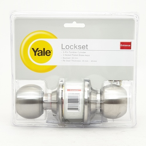 YALE ลูกบิดห้องทั่วไป หัวกลม จานเล็กสเตนเลส 304 รุ่น KN-VCA512US32D สีสเตนเลส