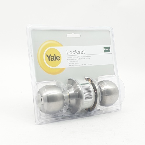 YALE ลูกบิดห้องน้ำ หัวกลม จานเล็กสเตนเลส 304 รุ่น KN-VCA5122 US32D สีสเตนเลส