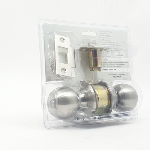 YALE ลูกบิดห้องน้ำ หัวกลม จานเล็กสเตนเลส 304 รุ่น KN-VCA5122 US32D สีสเตนเลส