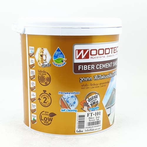 Woodtect วูดเทค ไฟเบอร์ซีเมนต์ FT-101 โปร่งแสง 1กล. สีไม้สักทอง