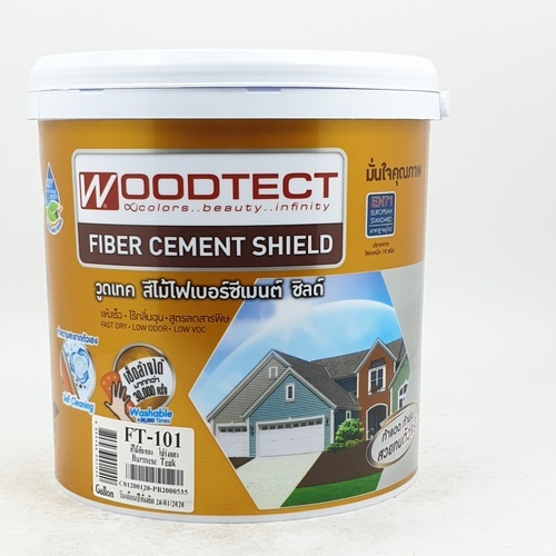 Woodtect วูดเทค ไฟเบอร์ซีเมนต์ FT-101 โปร่งแสง 1กล. สีไม้สักทอง