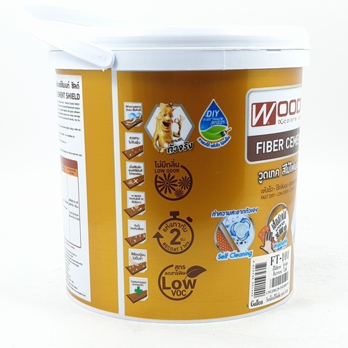 Woodtect วูดเทค ไฟเบอร์ซีเมนต์ FT-101 โปร่งแสง 1กล. สีไม้สักทอง