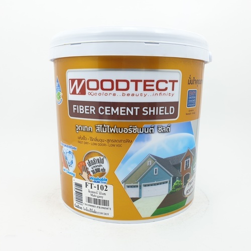 Woodtect วูดเทค ไฟเบอร์ซีเมนต์ FT-102 โปร่งแสง 1กล. สีไม้มะฮอกกานี