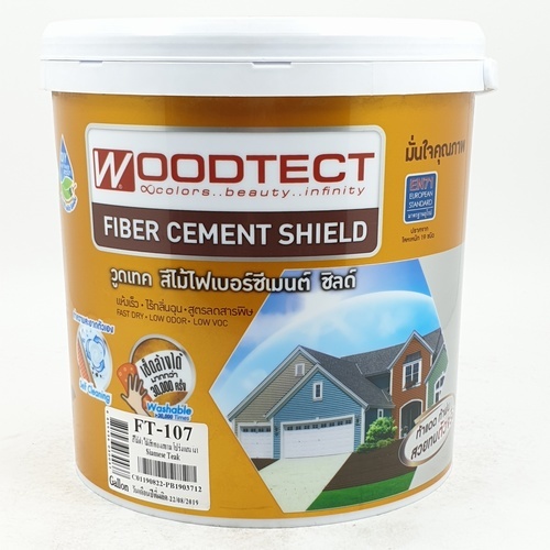 Woodtect วูดเทค ไฟเบอร์ซีเมนต์ FT-107 โปร่งแสง 1กล. สีไม้สักทองสยาม