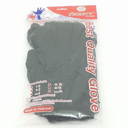 PARAGON ถุงมือยางหนาไนไตร ขนาด 9 นิ้ว รุ่น หนาพิเศษ สีดำ (แพ็ค 20 ชิ้น)